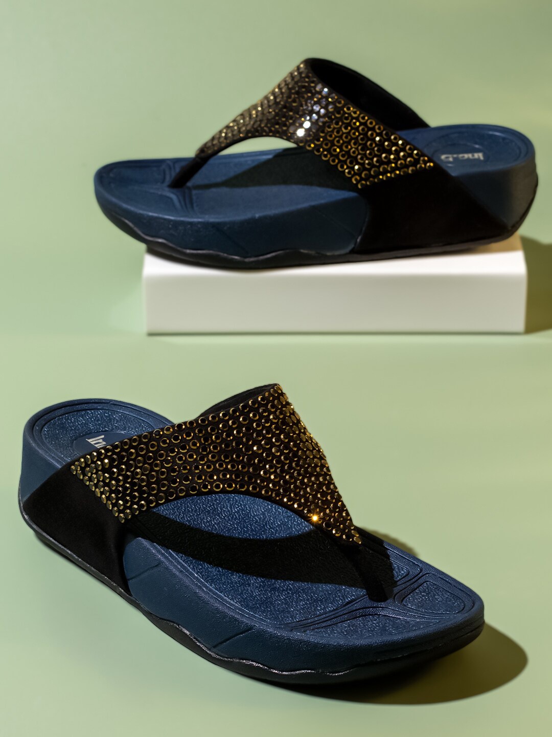 

Inc 5 Embellished Open Toe Comfort Heels, Black