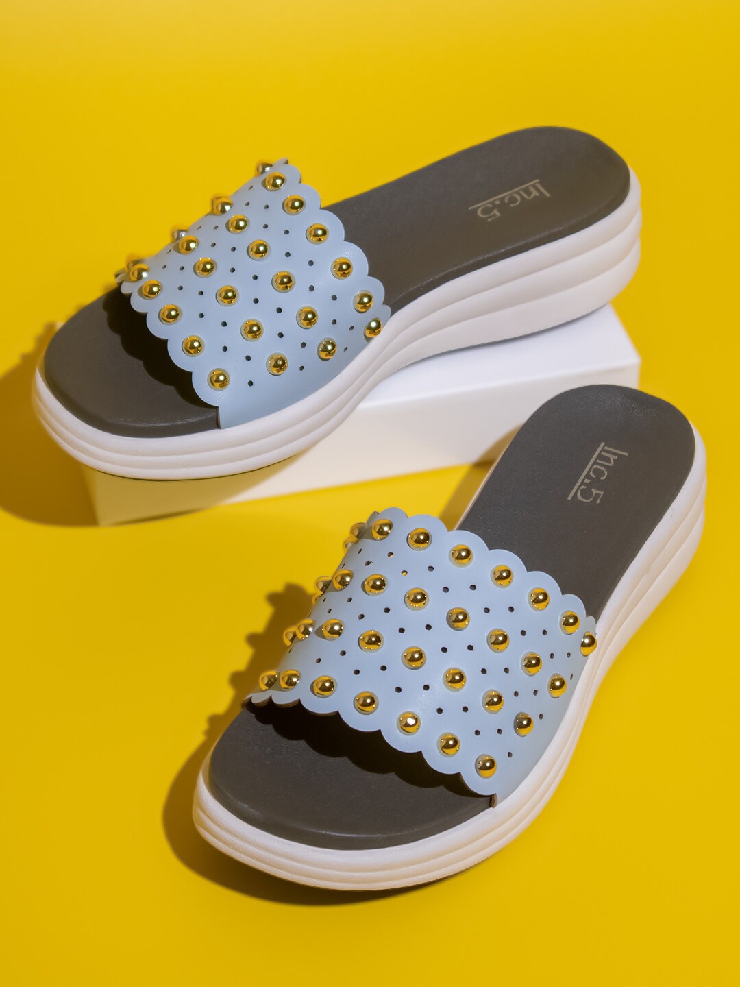 

Inc 5 Embellished Comfort Heels, Blue