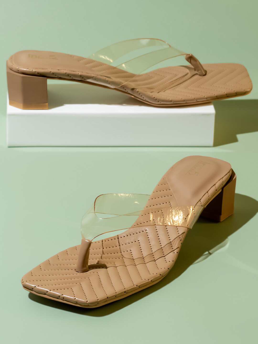 

Inc 5 Open Toe Block Heels, Beige