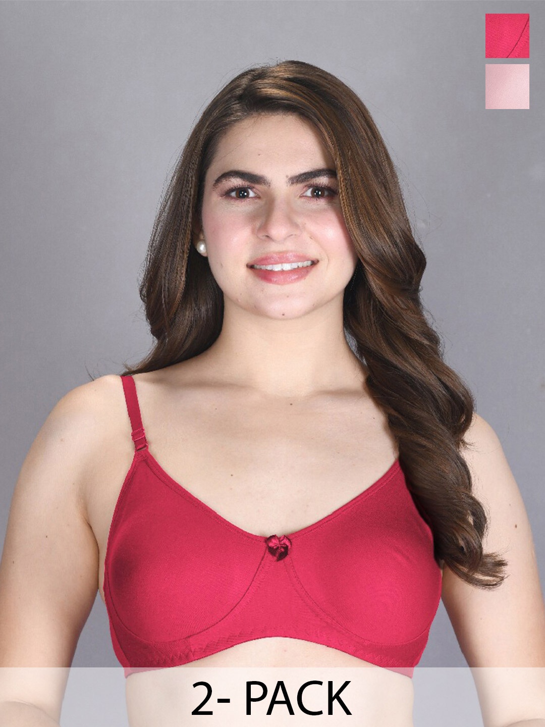 

LUX VENUS Pack Of 2 Full Coverage Cotton T-shirt Bra With All Day Comfort, Rose