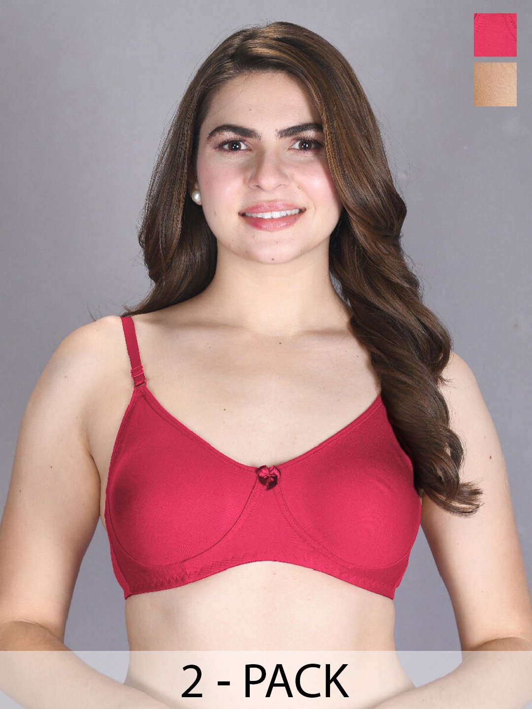 

LUX VENUS Pack Of 2 Full Coverage Cotton Bra, Red