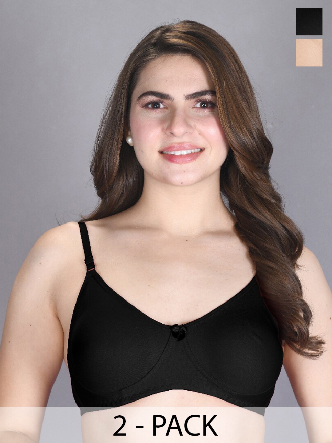 

LUX VENUS Pack Of 2 Full Coverage Cotton T-shirt Bra With All Day Comfort, Beige
