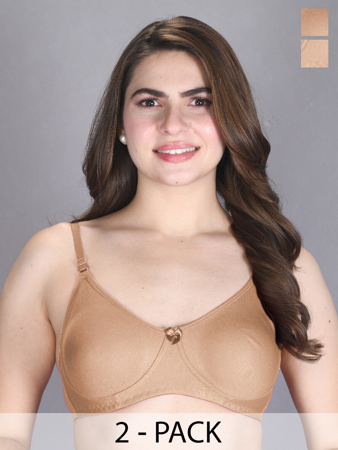 

LUX VENUS Pack Of 2 Full Coverage Cotton Bra, Tan