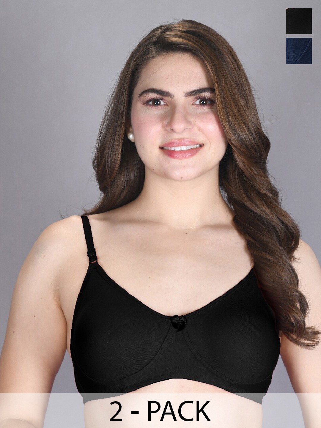 

LUX VENUS Pack Of 2 Full Coverage Cotton Bra, Navy blue