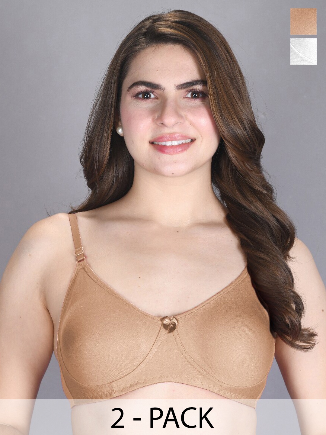 

LUX VENUS Pack Of 2 Full Coverage Cotton T-shirt Bra With All Day Comfort, Tan