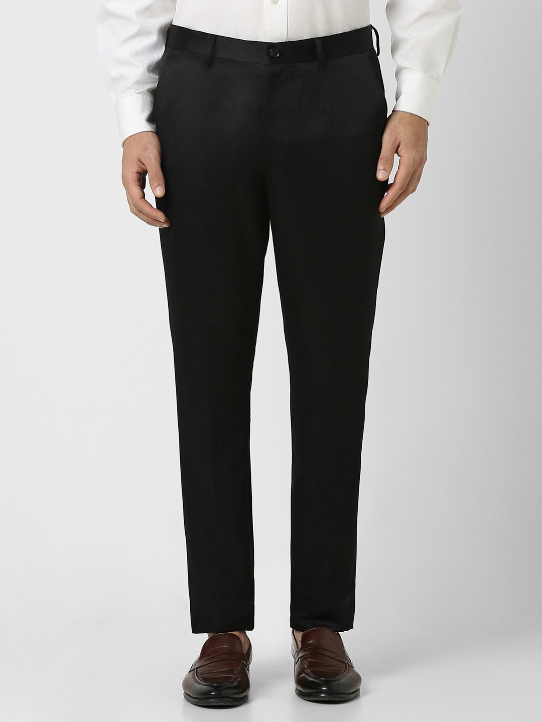 

V Dot Men Skinny Fit Formal Trousers, Black