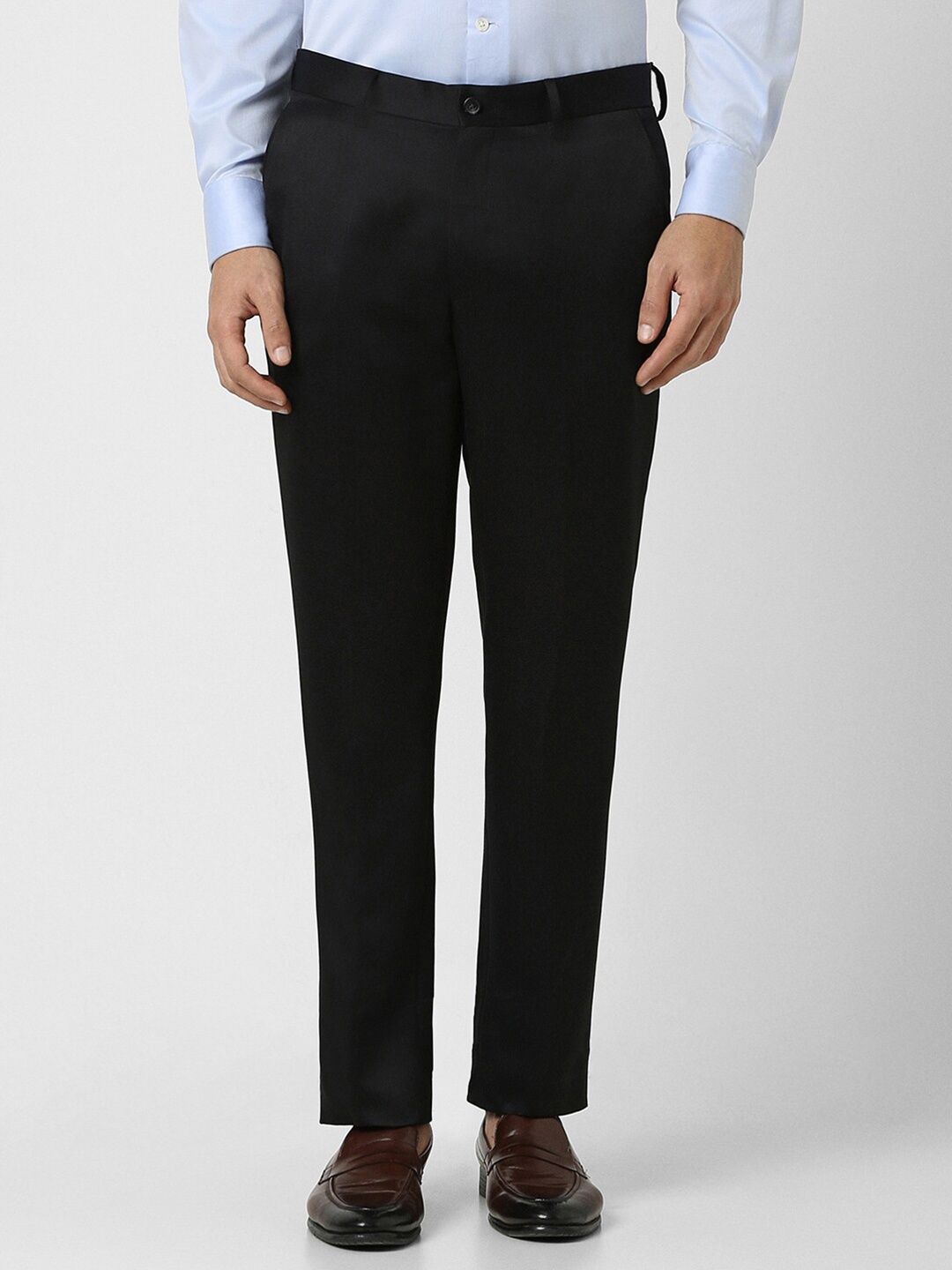 

V Dot Men Mid Rise Slim Fit Formal Trousers, Black