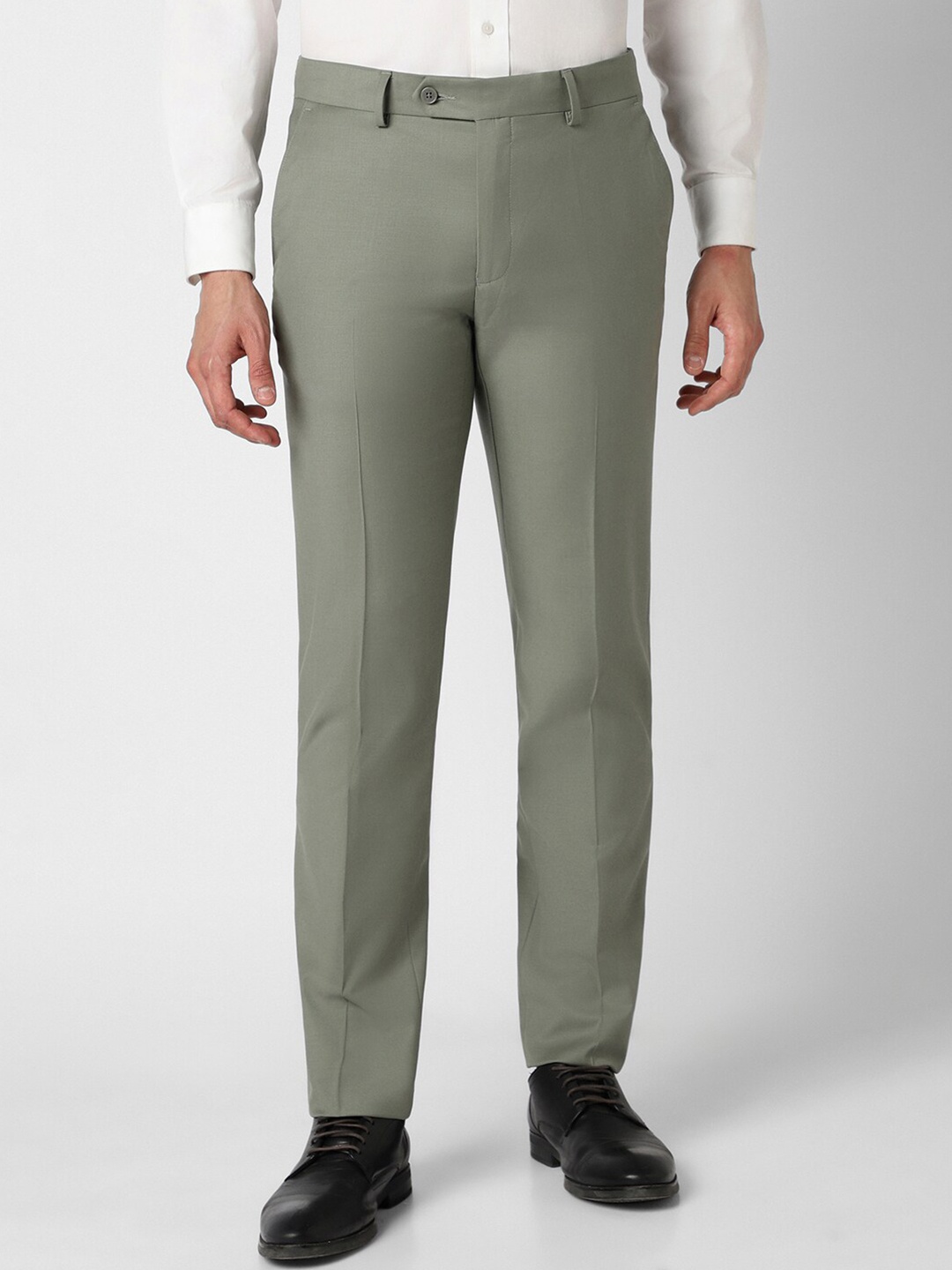 

Van Heusen Men Slim Fit Mid-Rise Formal Trousers, Green