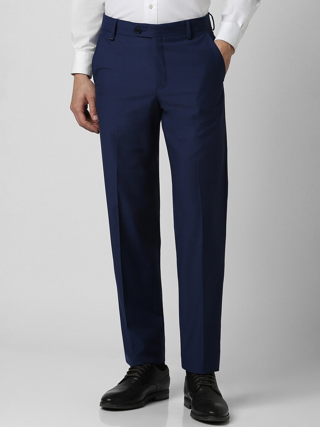 

Van Heusen Men Mid Rise Slim Fit Formal Trousers, Navy blue