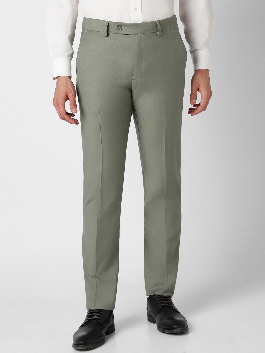 

Van Heusen Men Mid-Rise Slim Fit Formal Trousers, Green