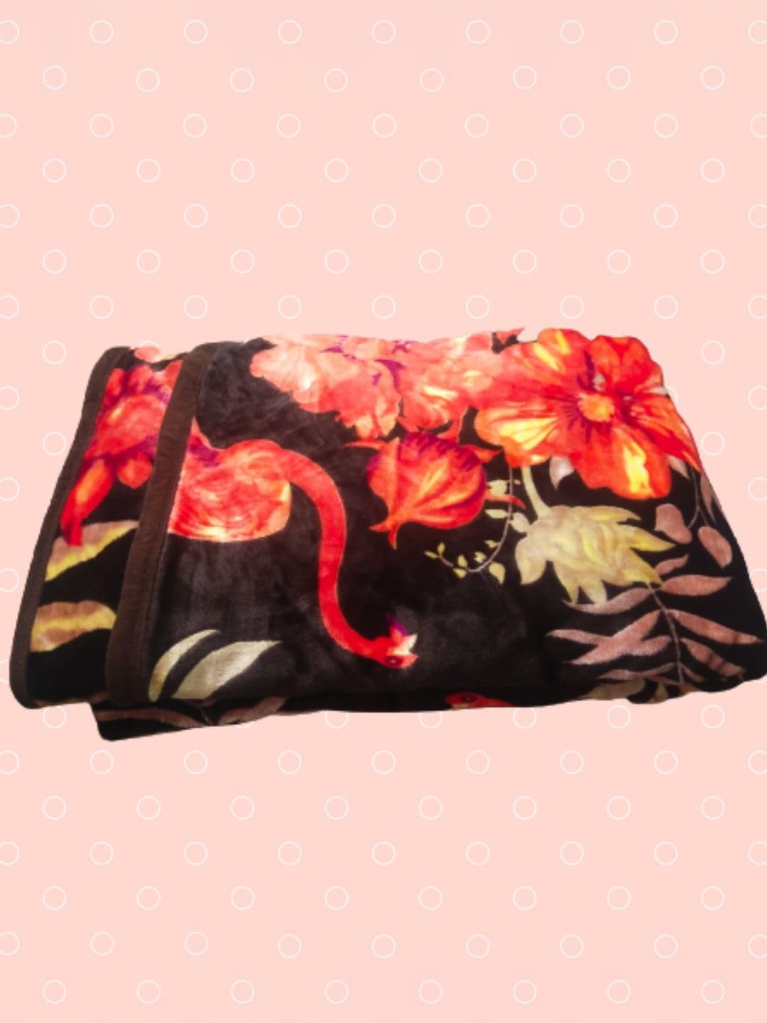 

Signature Red & Brown Floral Woollen AC Room 210 GSM Double Bed Blanket