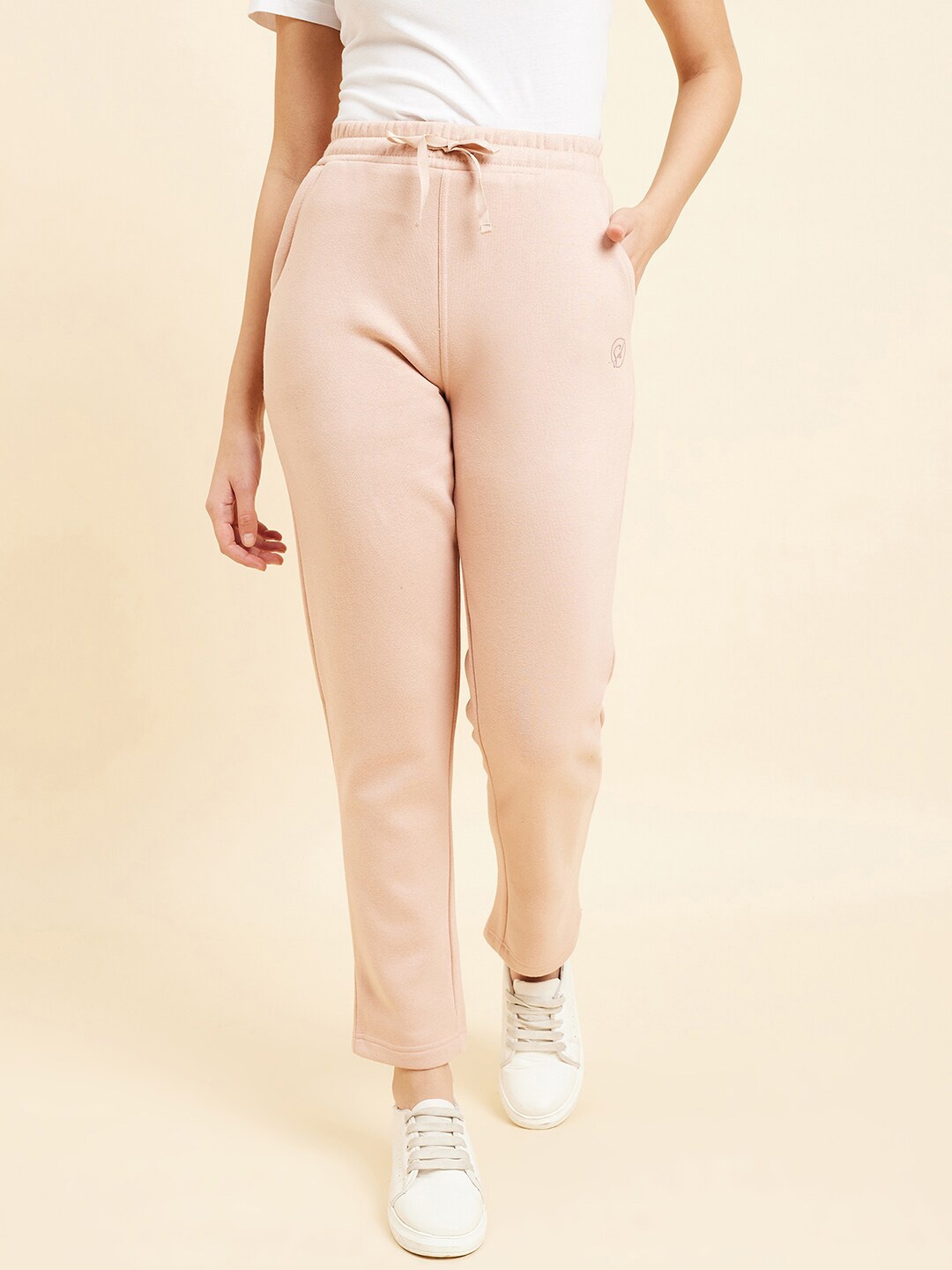 

Sweet Dreams Women Peach Coloured Mid-Rise Fleece Track Pants