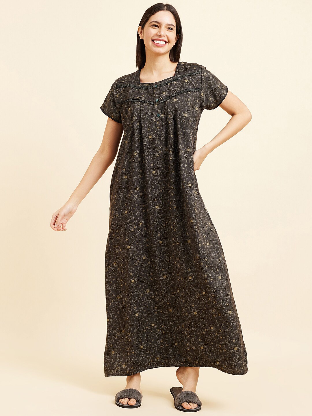 

Sweet Dreams Grey Floral Printed Maxi Nightdress