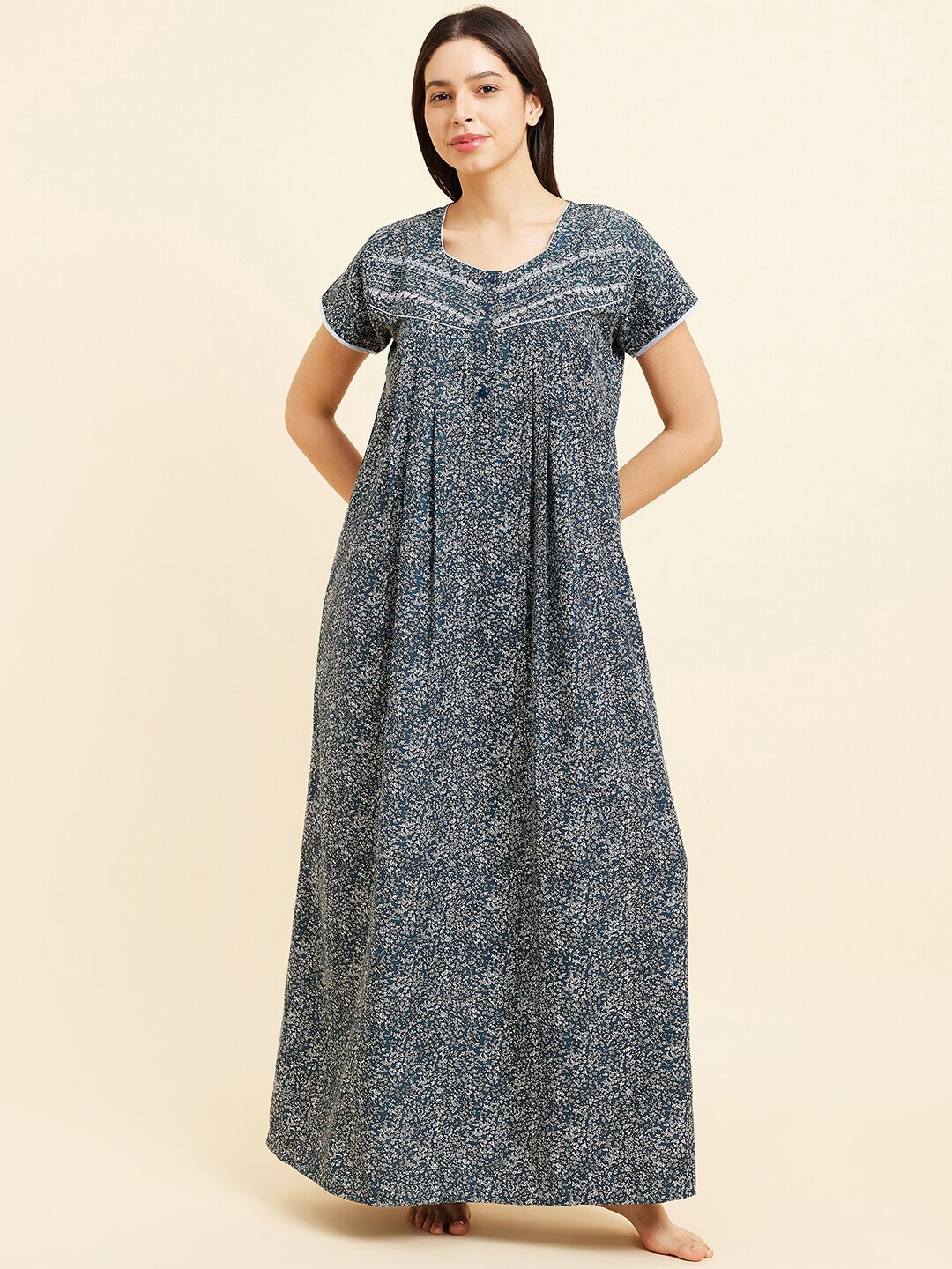 

Sweet Dreams Grey Floral Printed Maxi Nightdress