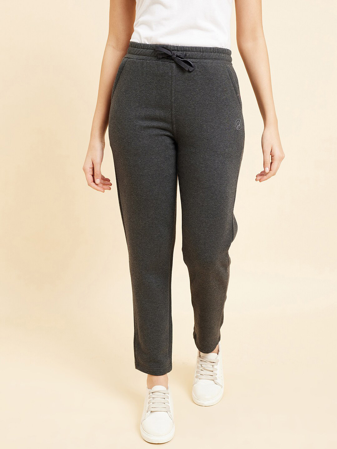 

Sweet Dreams Women Charcoal Mid-Rise Fleece Track Pants