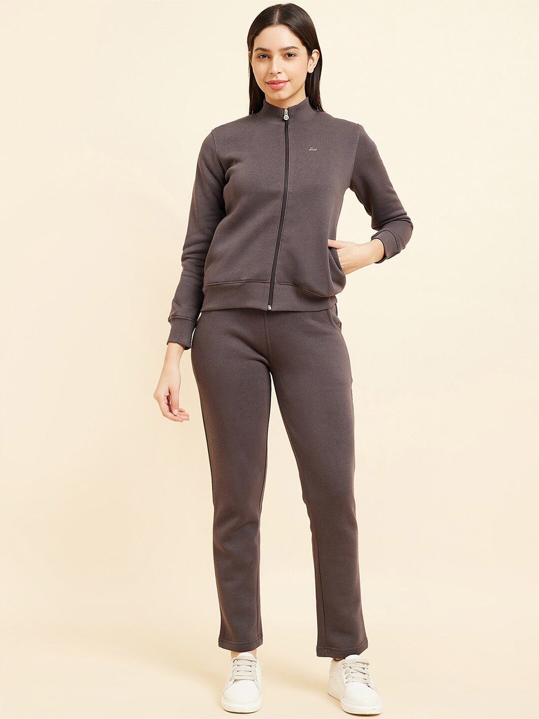 

Sweet Dreams Grey Mock Collar Fleece Sweatshirt & Trackpant