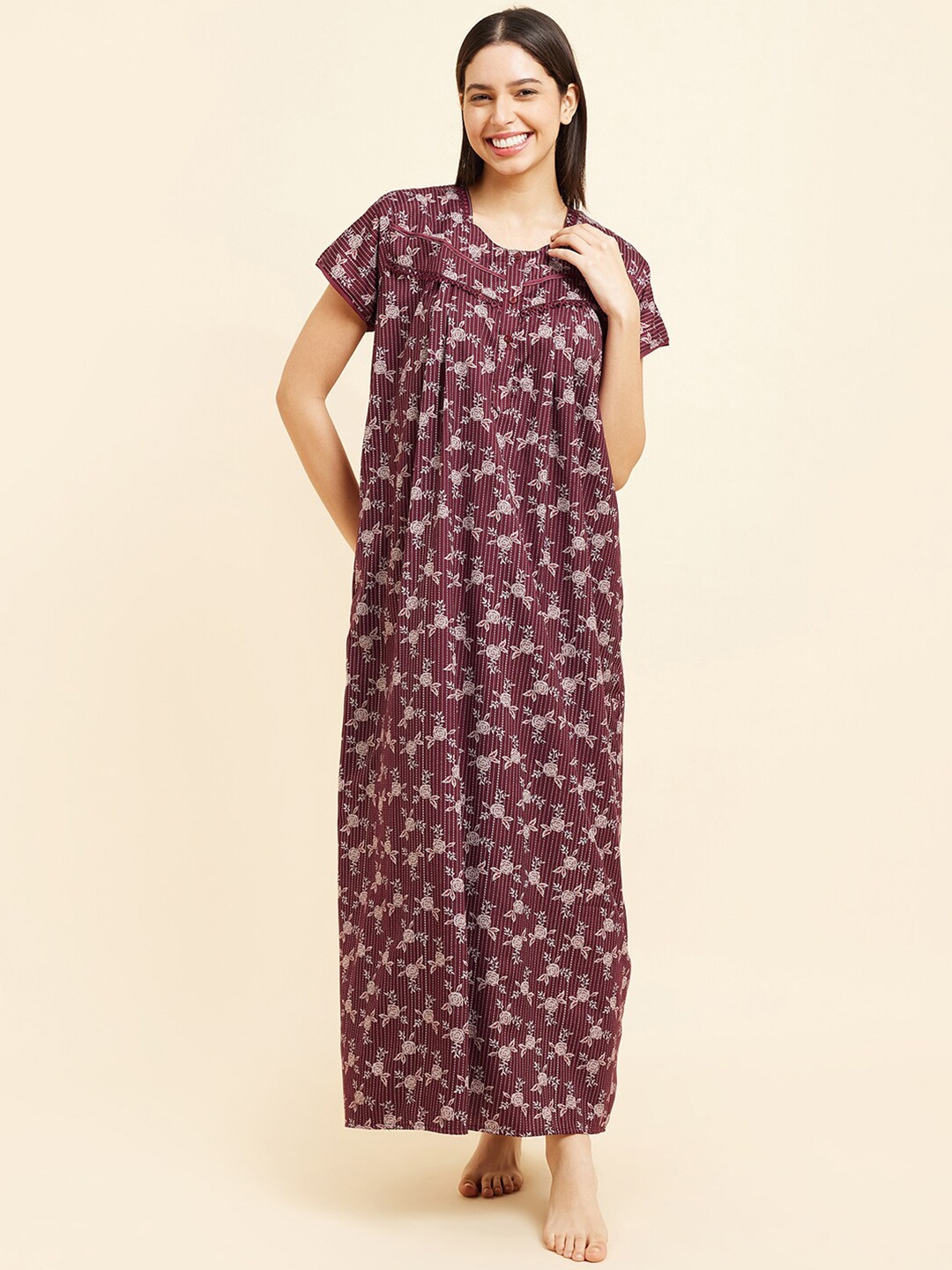 

Sweet Dreams Purple Floral Printed Maxi Nightdress