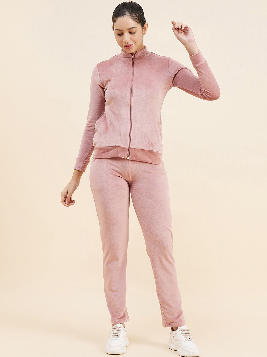 

Sweet Dreams Mock Collar Tracksuits, Peach