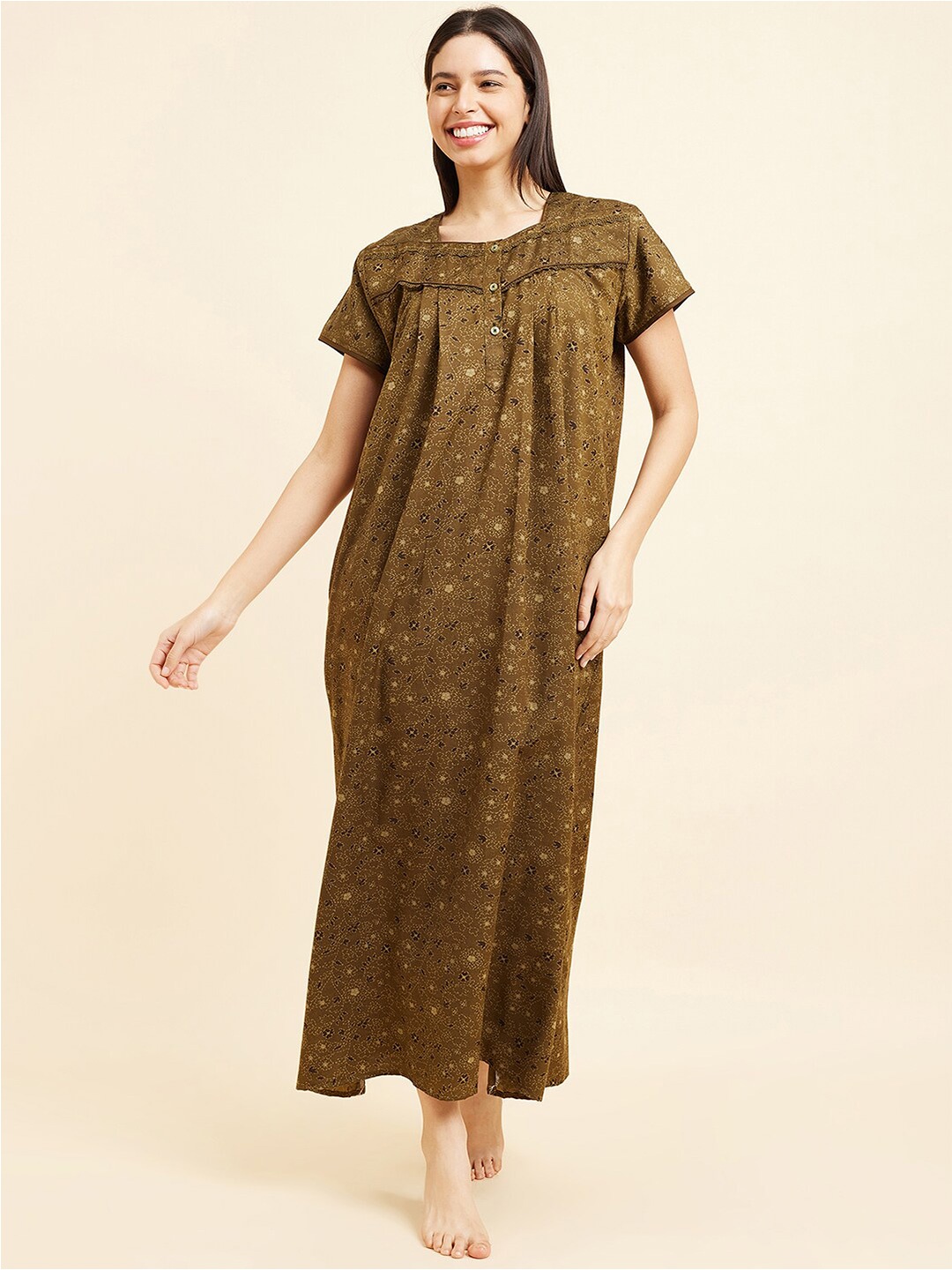 

Sweet Dreams Green Floral Printed Maxi Nightdress