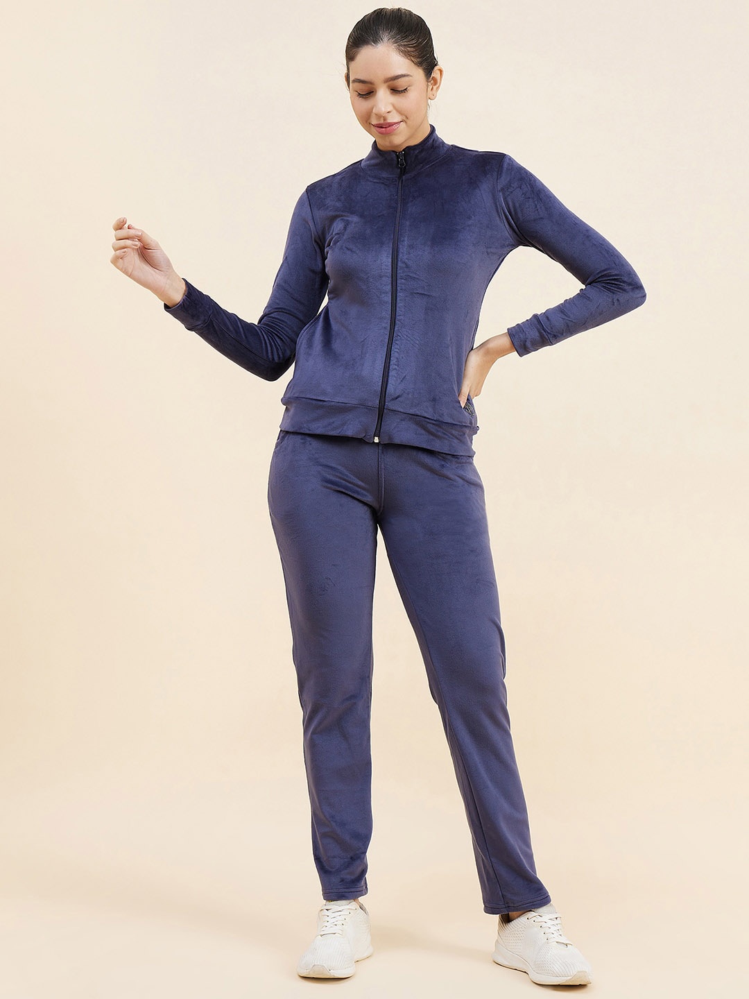 

Sweet Dreams Navy Blue Mock Collar Sweatshirt & Trouser