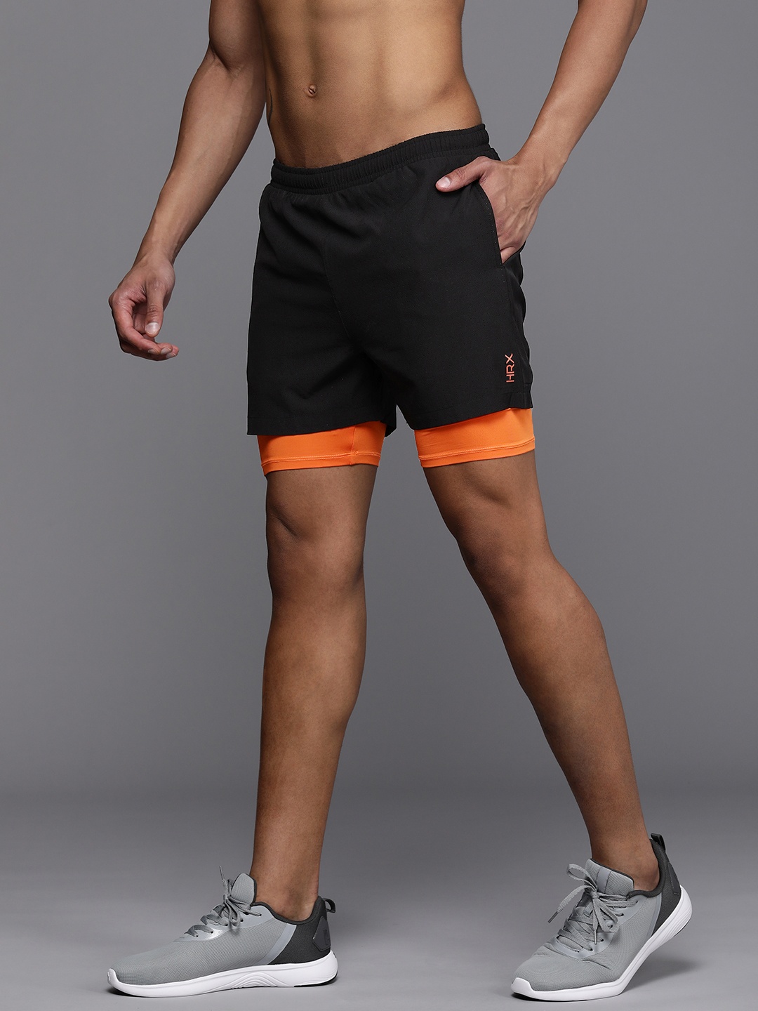 

HRX by Hrithik Roshan Men Colourblocked Running Sports Shorts, Black
