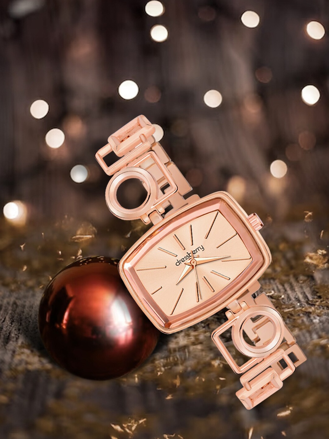

DressBerry Women Rose Gold-Toned Bracelet Style Straps Analogue Watch HOBDB-300-RG