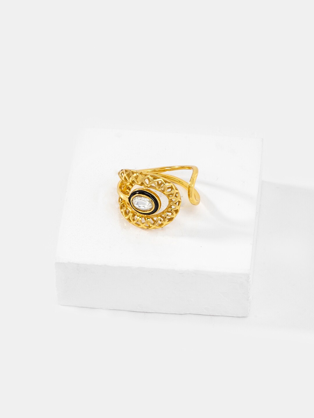 

SHAYA Gold-Plated Stone-Studded Finger Ring