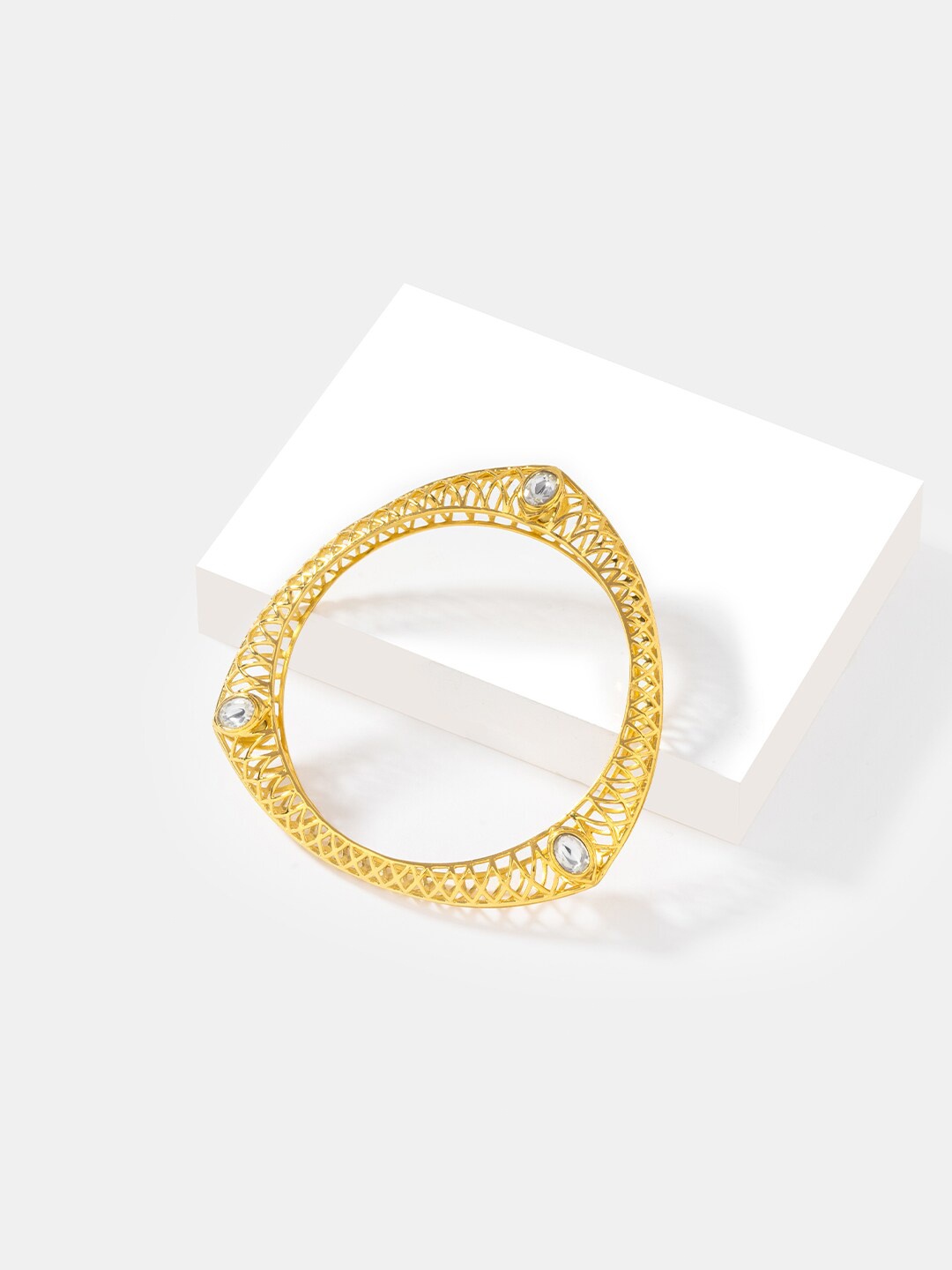 

SHAYA 925 Silver Gold-Plated Stones Studded Bangle