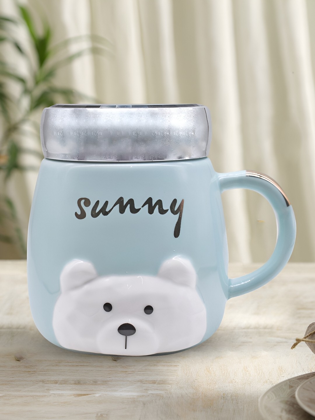 

Kookee Blue and Black Printed Ceramic Mugs with Screw Cap with Handle 350 ml