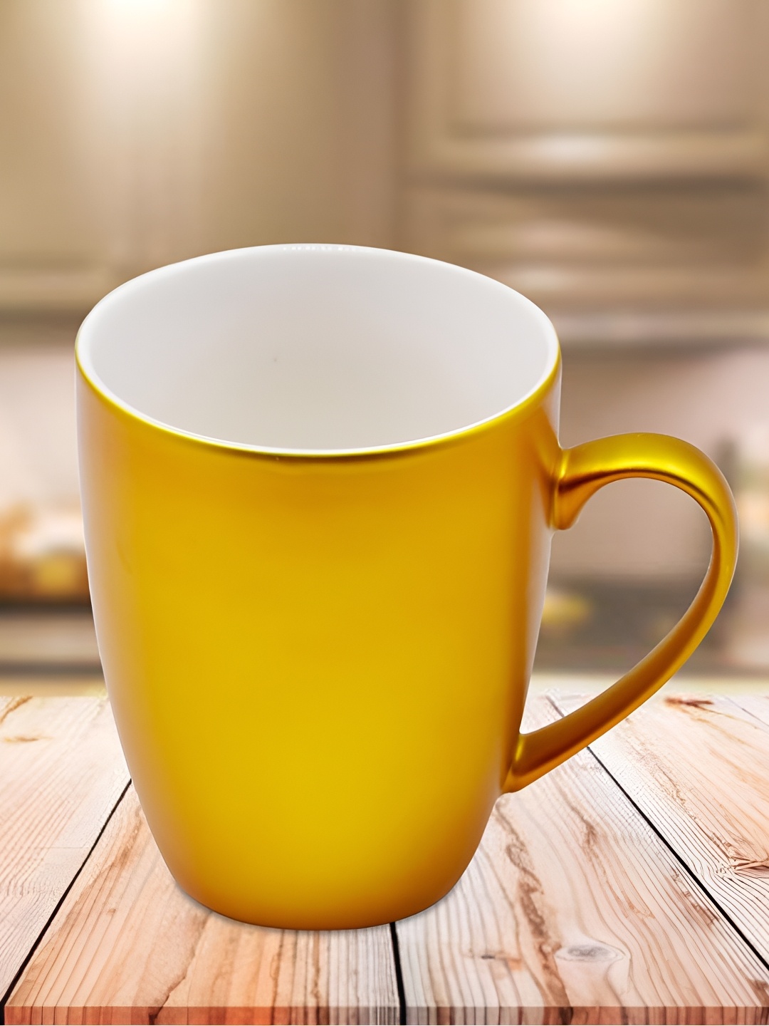 

Kookee GoldToned and White Printed Ceramic Mugs 325 ml, Gold