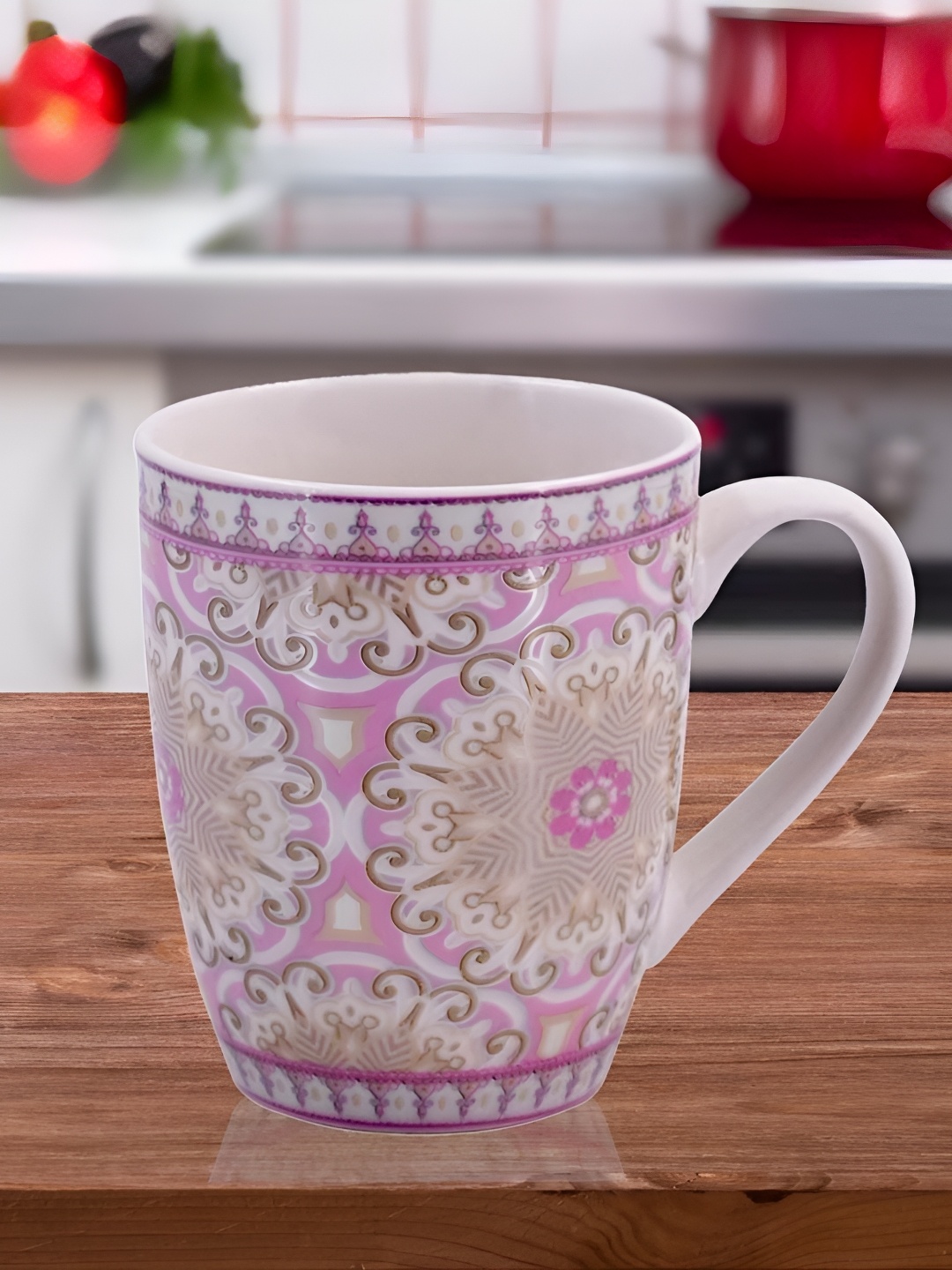 

Kookee White and Pink Printed Ceramic Mugs 325 ml