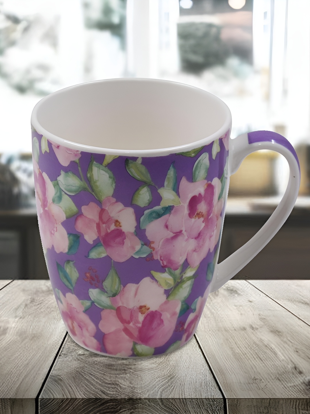 

Kookee Purple and Pink Printed Ceramic Mugs 325 ml