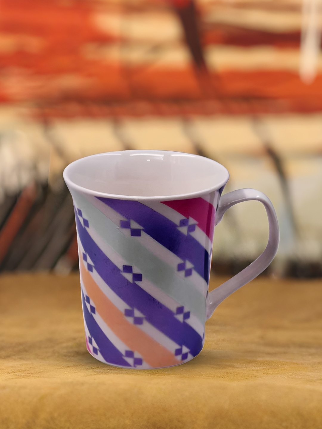 

Kookee White and Purple Printed Ceramic Mugs 325 ml
