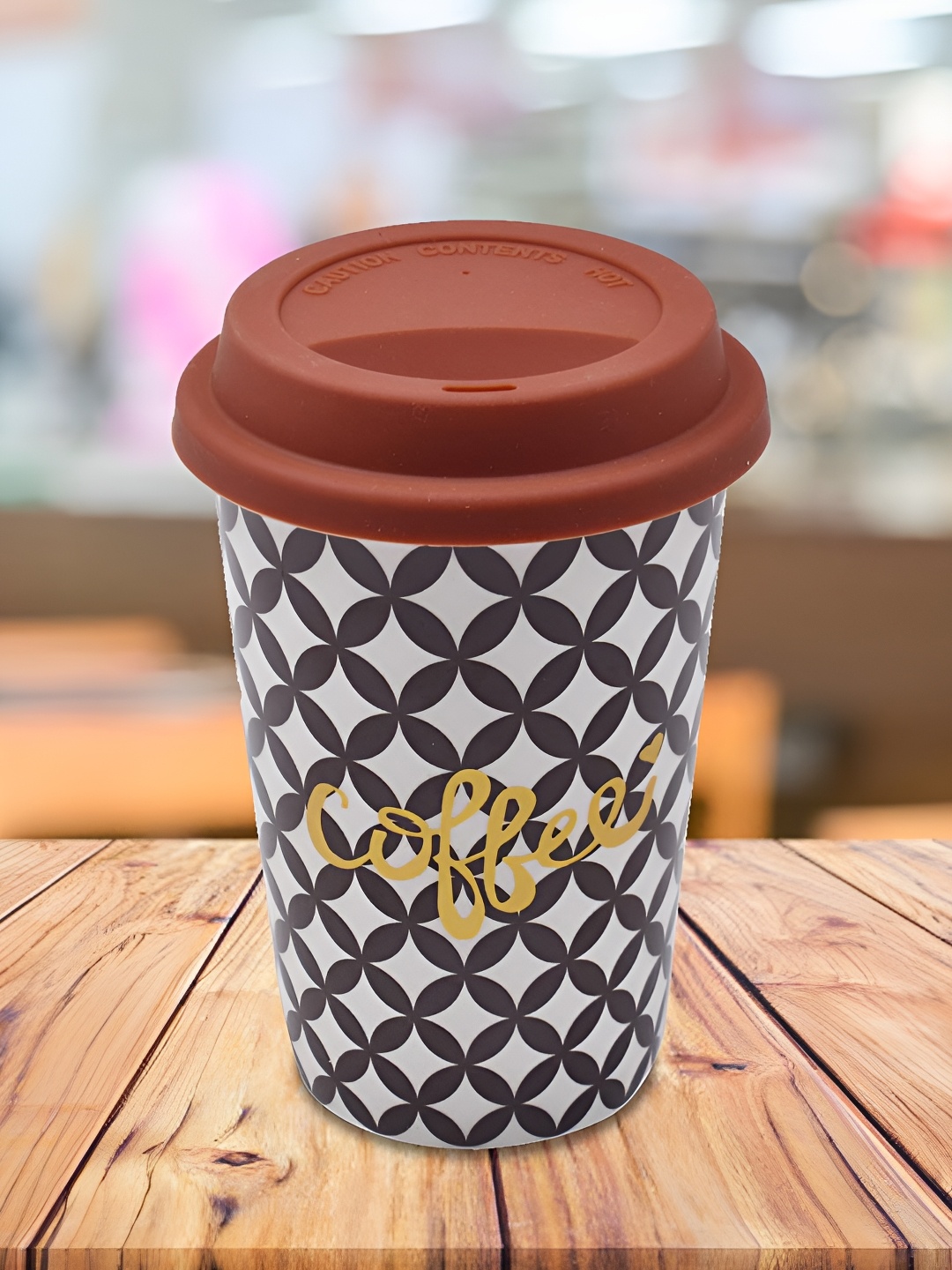 

Kookee White and Brown Printed Ceramic Mugs 275 ml