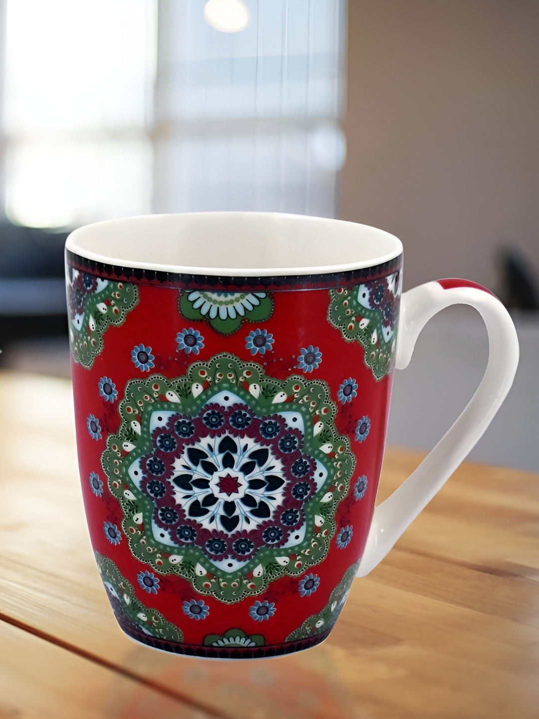 

Kookee Maroon & Green Printed Ceramic Glossy Mugs 355 ml