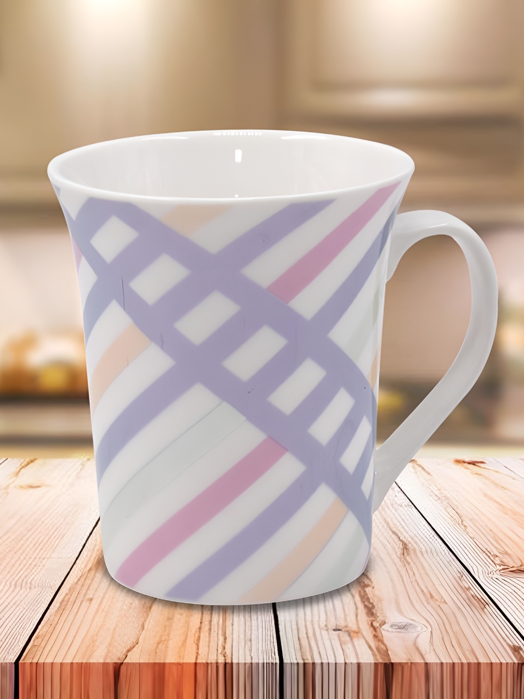 

Kookee White and Purple Printed Ceramic Mugs 325 ml