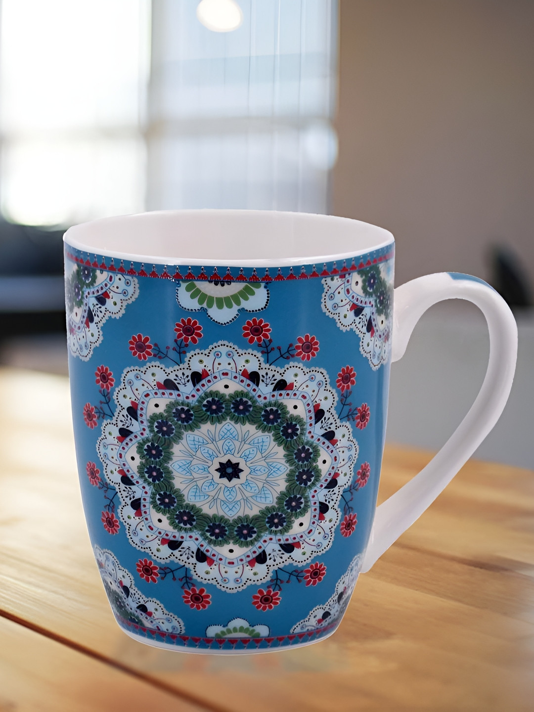 

Kookee Blue and Red Printed Ceramic Mugs 325 ml