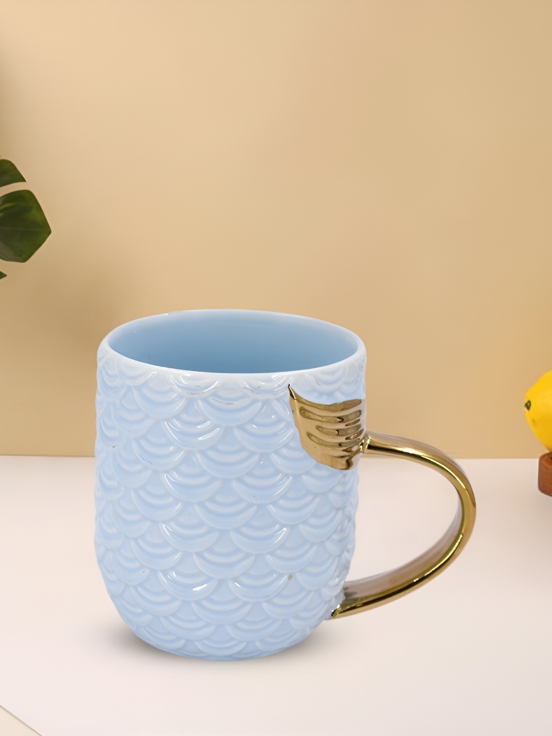 

Kookee Blue and GoldToned Printed Ceramic Mugs 325 ml