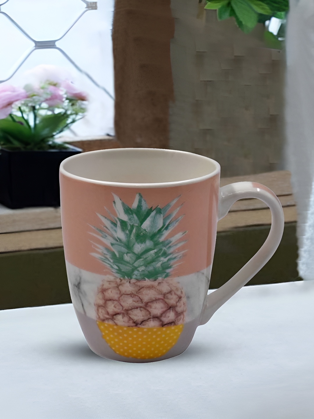

Kookee Yellow and Green Printed Ceramic Mugs 325 ml