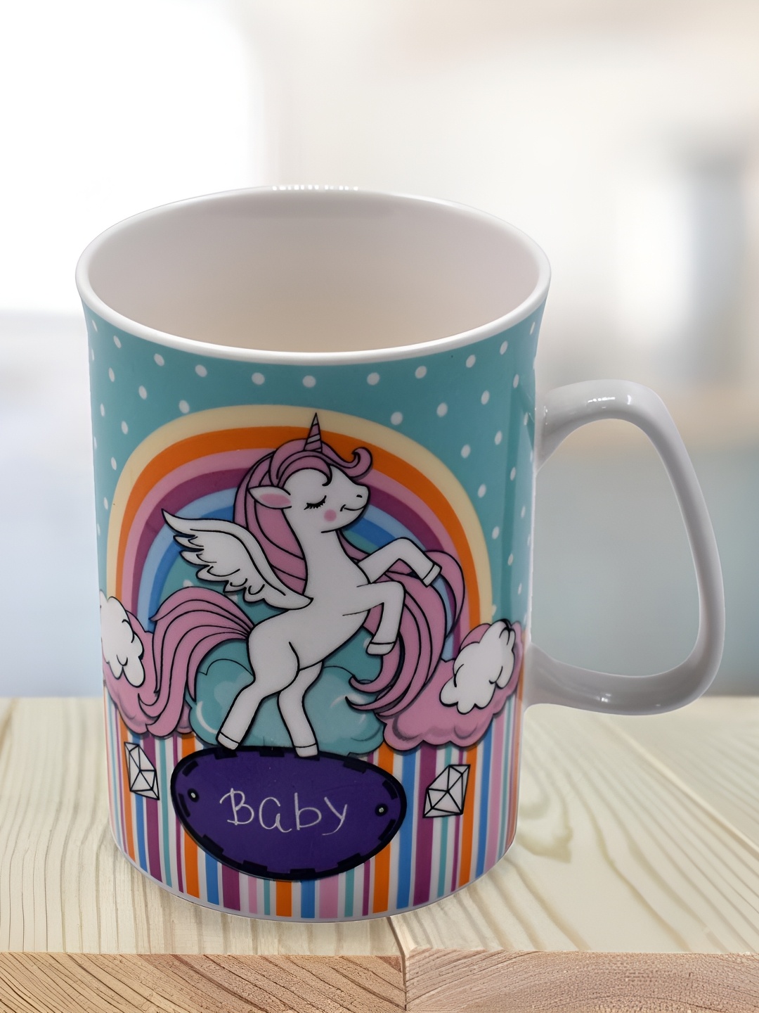 

Kookee Blue & Pink Printed Ceramic Mug 325 ML