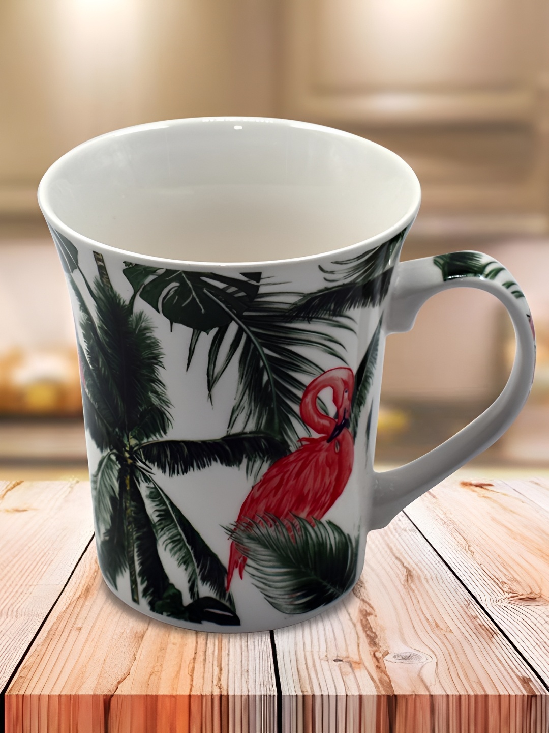 

Kookee White & Black Floral Printed Ceramic Glossy Mug 325 ml