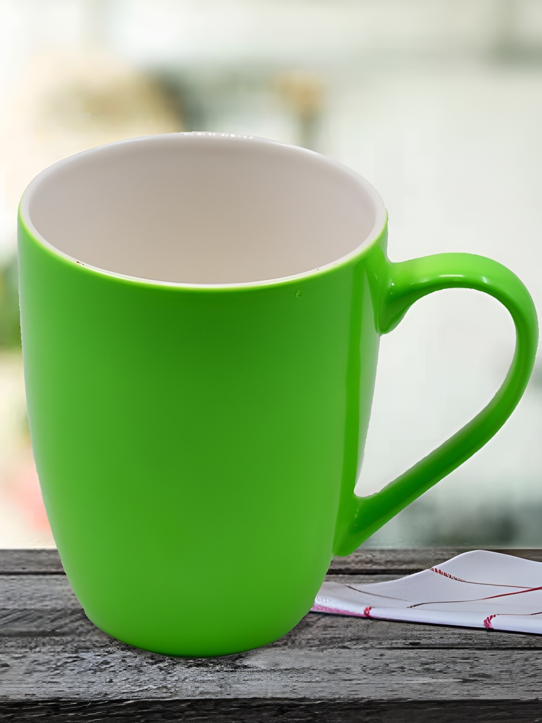 

Kookee Green & White Ceramic Glossy Mug 325 ml