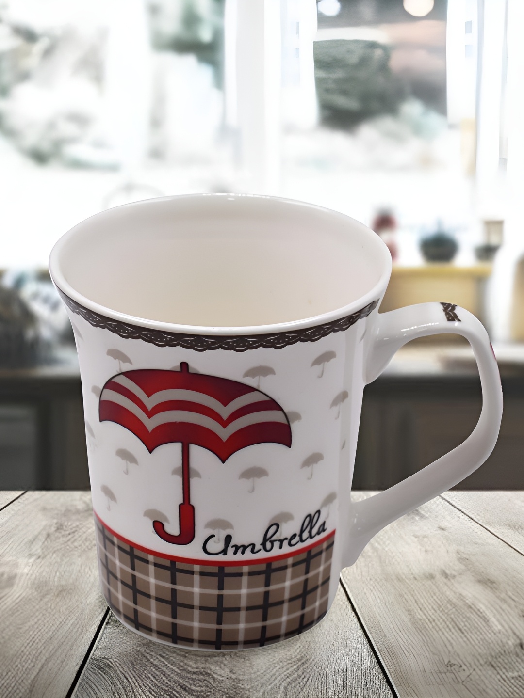 

Kookee White & Brown Printed Ceramic Mug 325 ML
