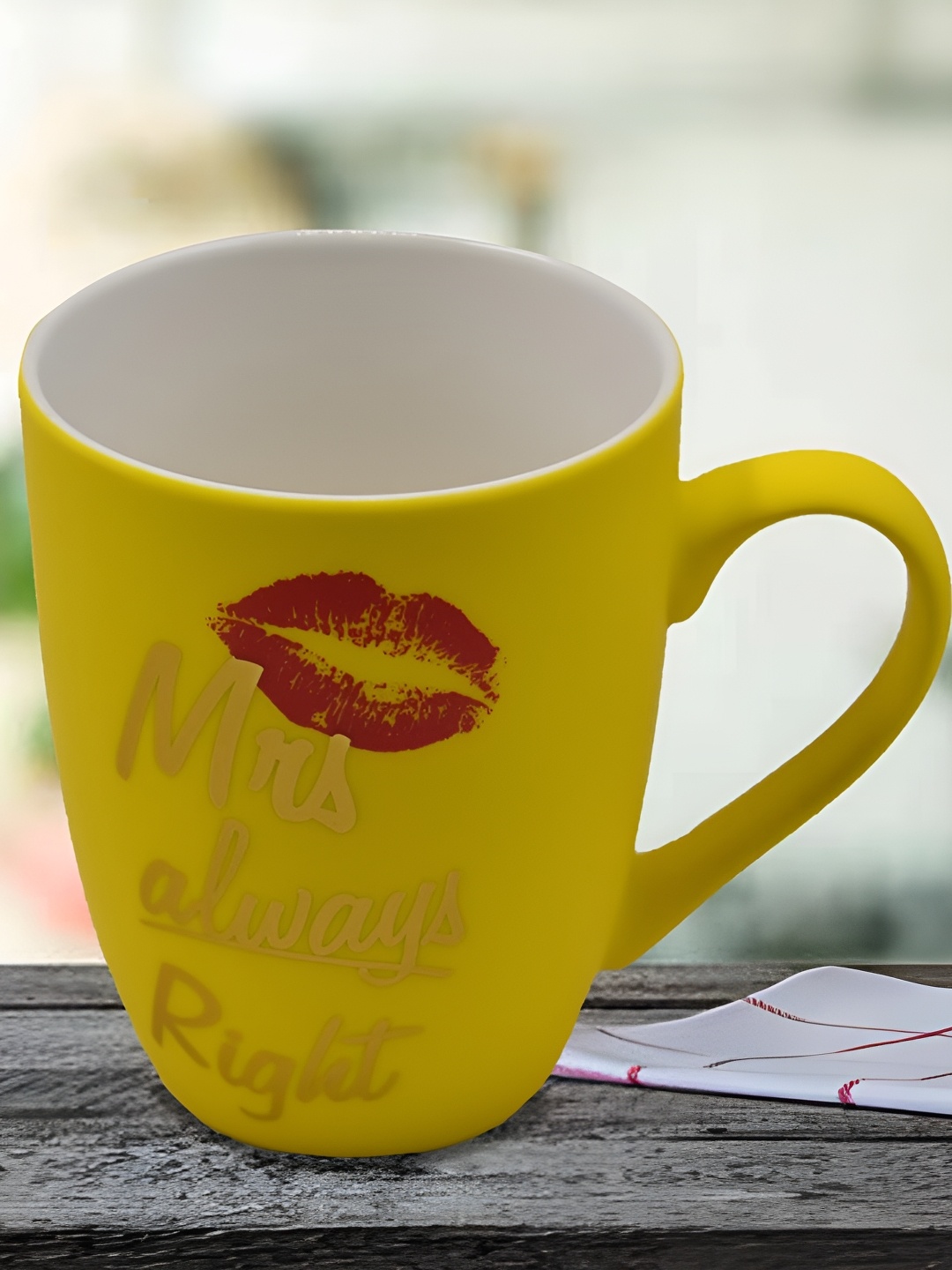 

Kookee Yellow & Red Printed Text or Slogans Ceramic Glossy Mugs 325 ml