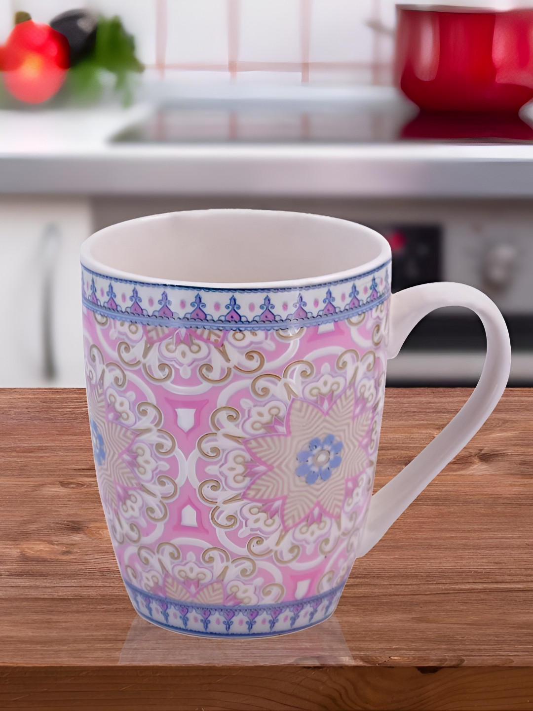 

Kookee Pink & White Printed Ceramic Mug 325 ML