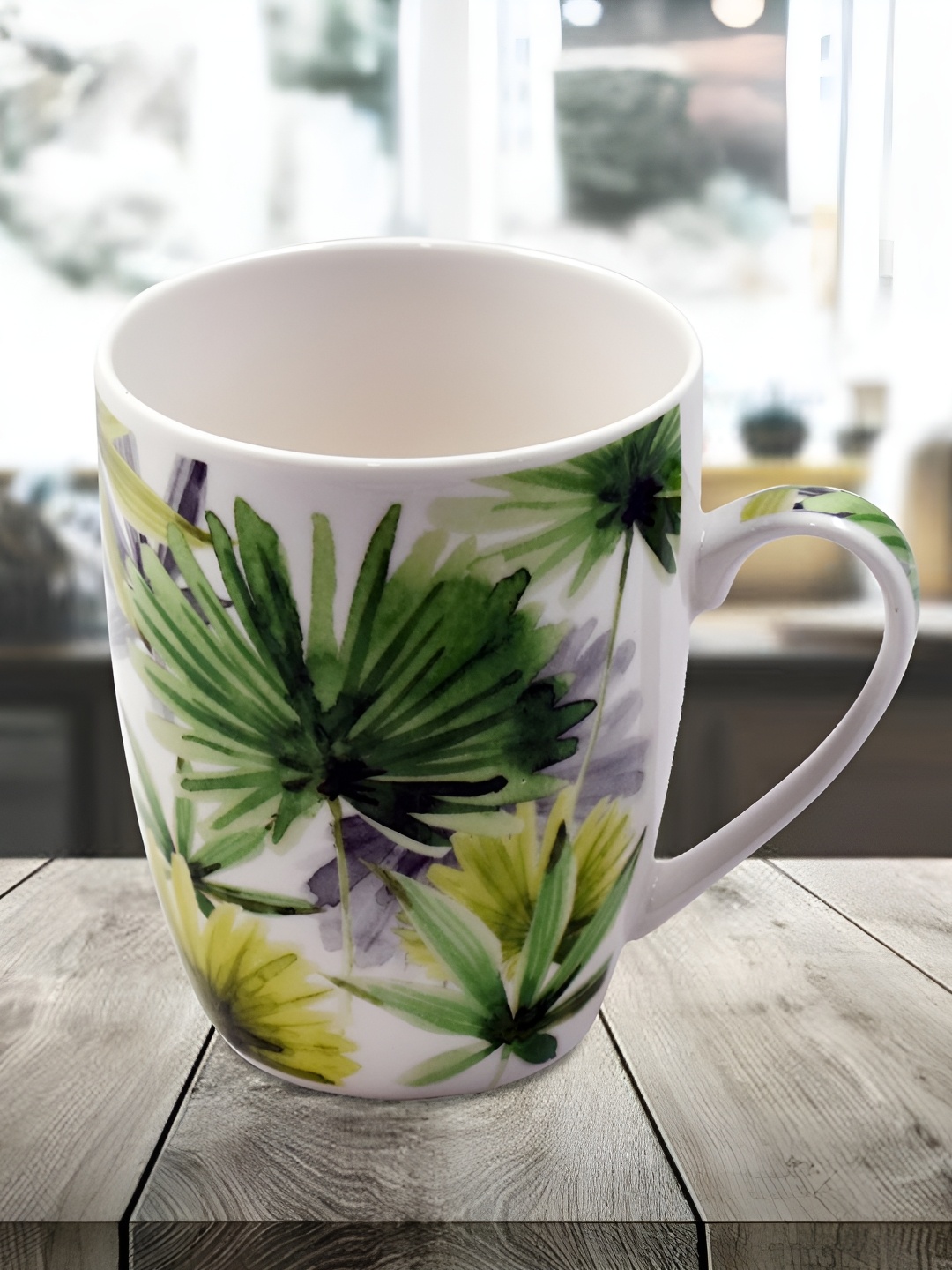 

Kookee Green & White Printed Ceramic Mug 325 ML