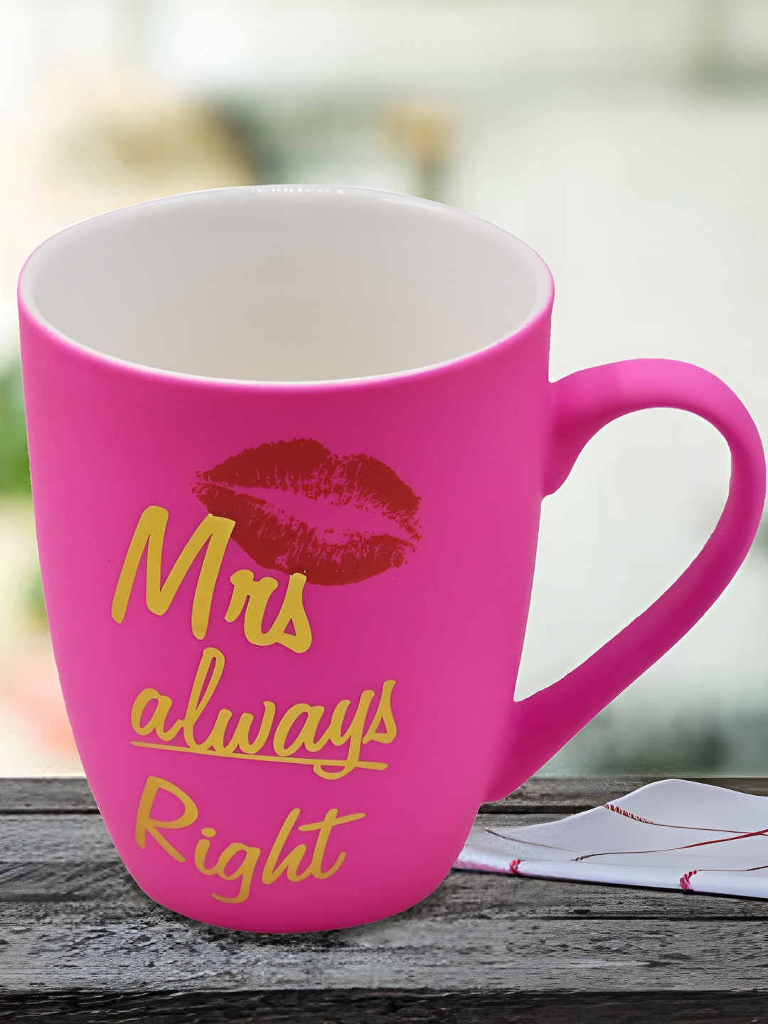 

Kookee Pink & Yellow Printed Ceramic Mug 325 ML