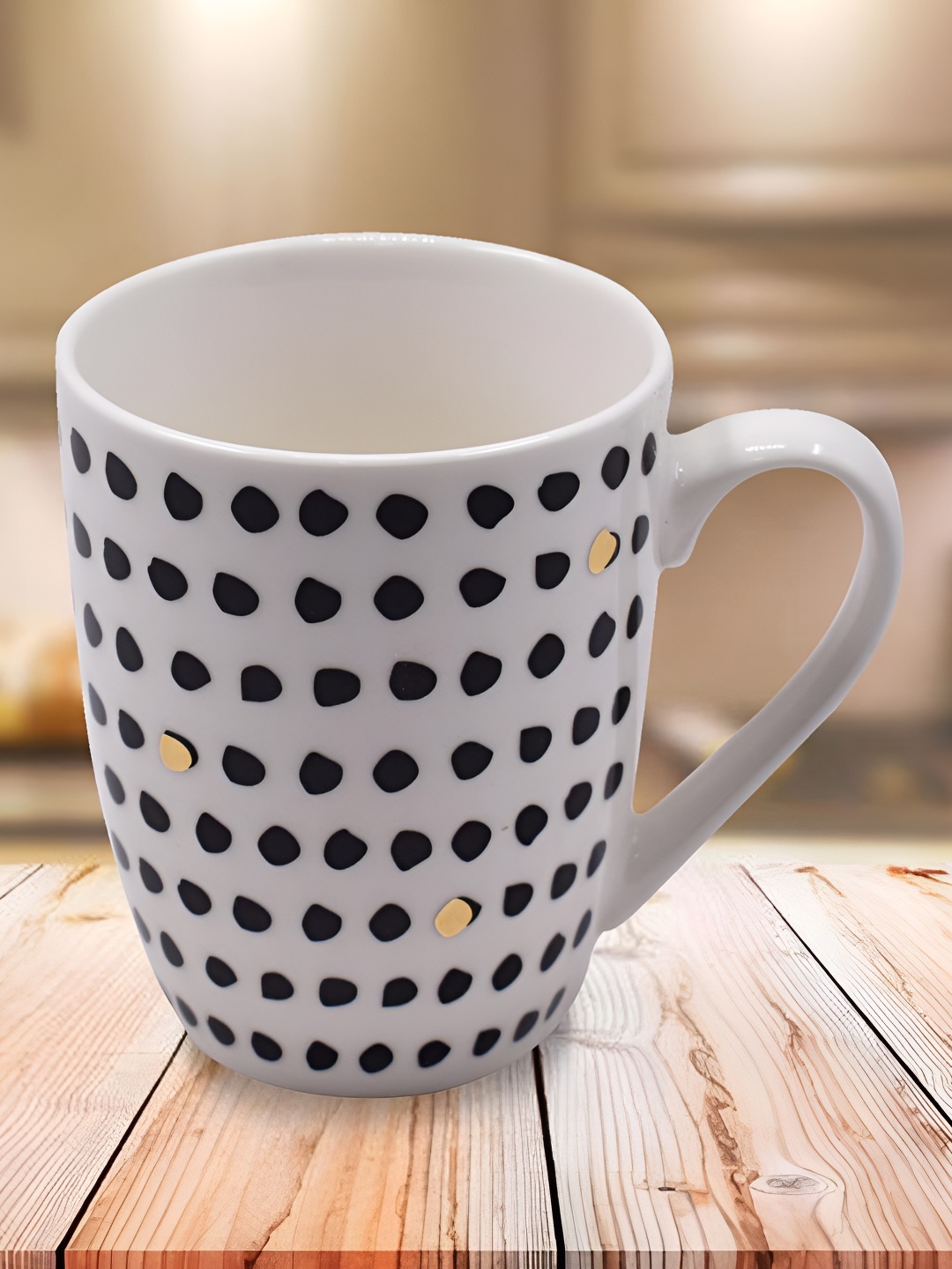 

Kookee White & Black Printed Ceramic Mug 325 ML