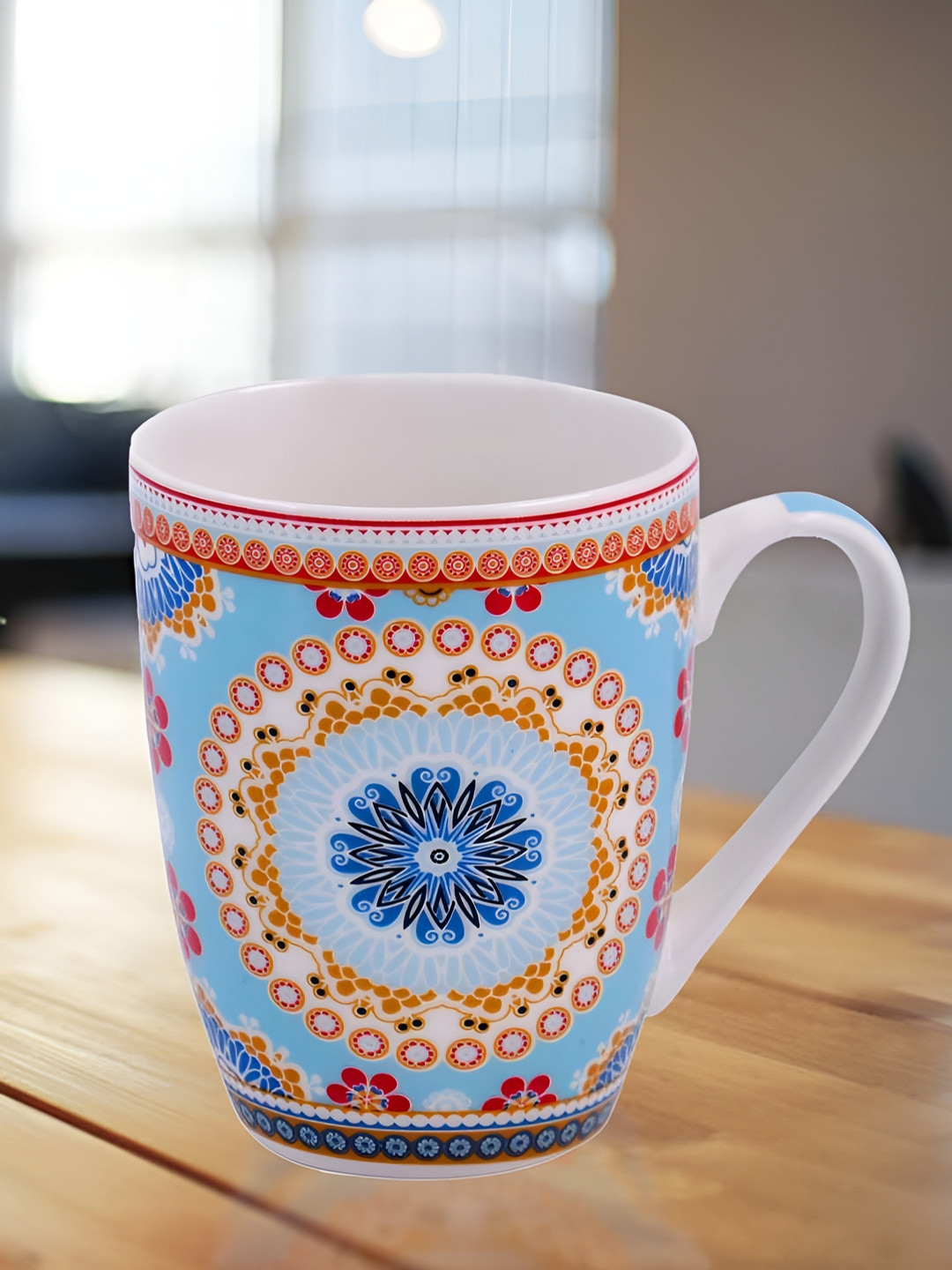 

Kookee White & Red Floral Printed Ceramic Glossy Mug 325 ml