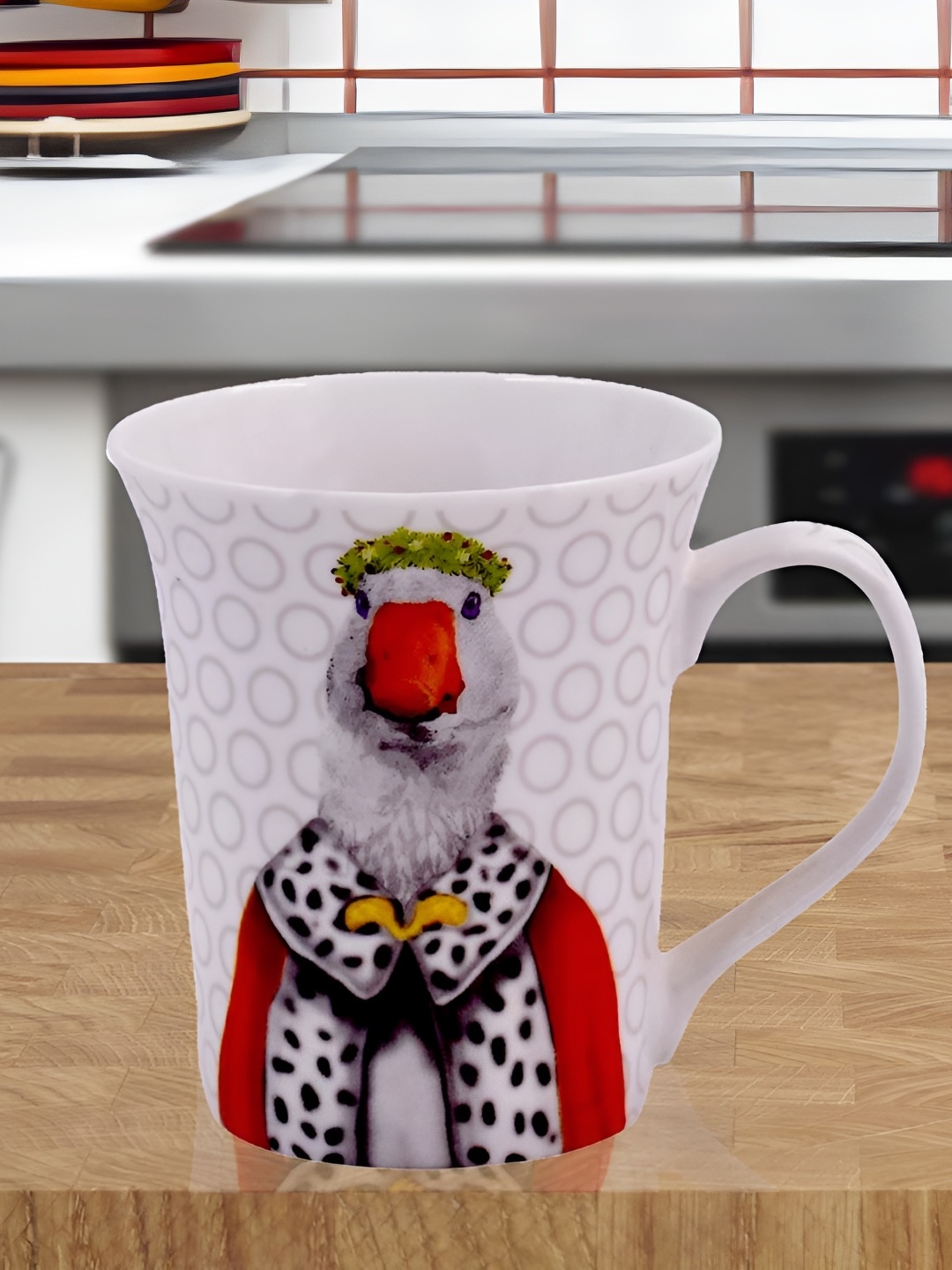 

Kookee White & Red Printed Ceramic Glossy Mug 325 ml
